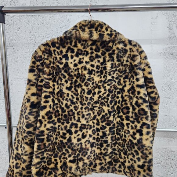 NWT A New Day Women's Faux Fur Leopard Print Zip Jacket Small - Picture 2 of 7